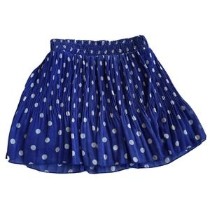 Rue 21 Women Sz M Trendy Skirt Bright Blue White Polka Dots Elastic Waist Summer
